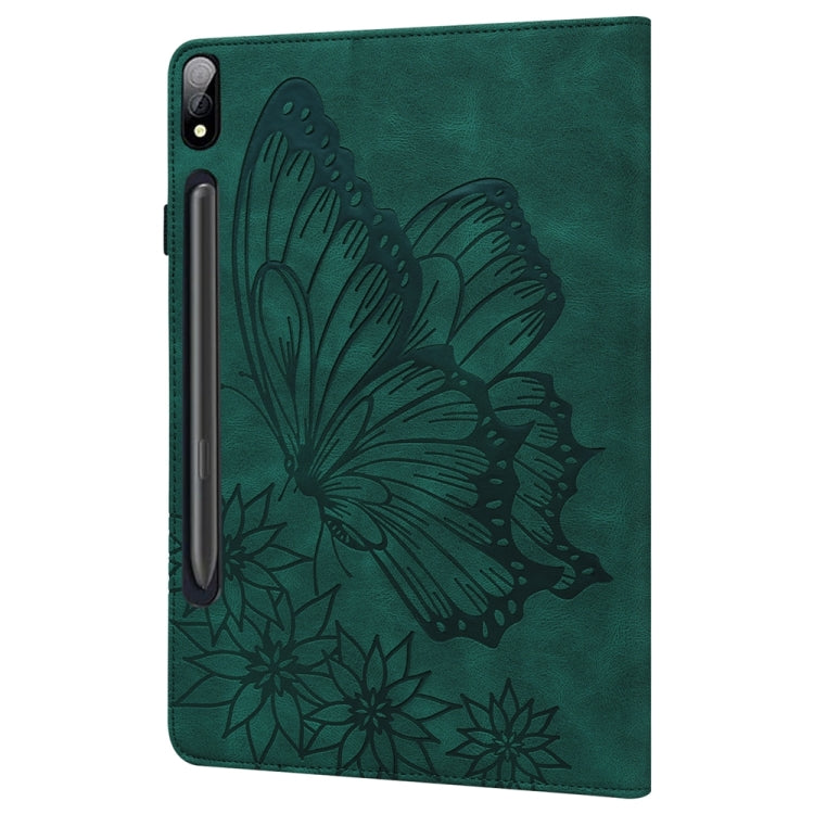 For Samsung Galaxy Tab S9 Ultra / S8 Ultra Big Butterfly Embossed Leather Tablet Case(Green) - free shipping - PMC Jewellery - Order now!