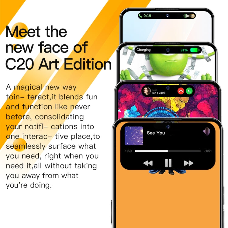 C20 Art Edition, 3GB+32GB, 6.53 inch Face Identification Android 8.1 MTK6753 Octa Core , Network: 4G, Dual SIM(Orange) -  by PMC TechLife | Online Shopping South Africa | PMC TechLife