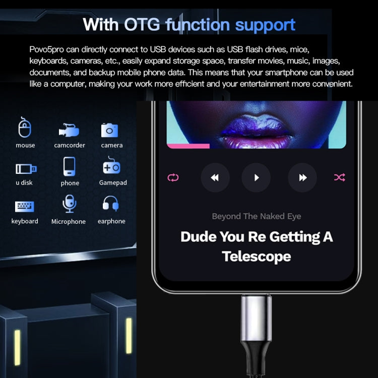 Povo5pro / PU31, 3GB+32GB, 6.53 inch Face Identification Android 8.1 MTK6753 Octa Core, Network: 4G, AI GPT4, Dual SIM(Black) -  by PMC TechLife | Online Shopping South Africa | PMC TechLife