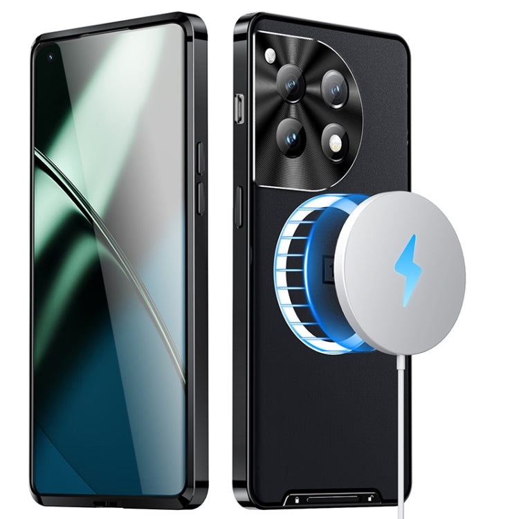 For OnePlus 12 MagSafe Magnetic Frosted Metal Phone Case(Black) - OnePlus Cases by PMC TechLife | Online Shopping South Africa | PMC TechLife