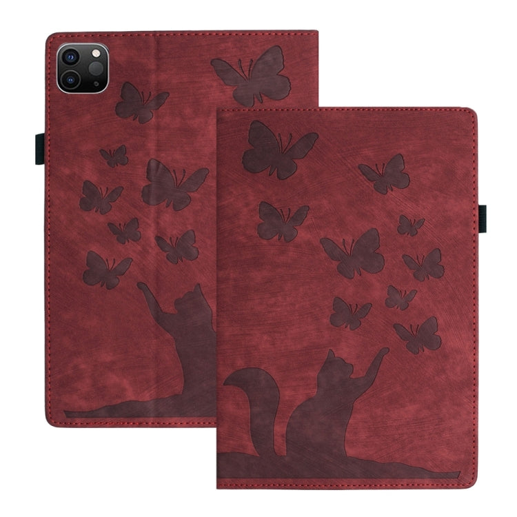 For iPad Air 13 2024 / Air 13 2025 Butterfly Cat Embossing Leather Tablet Case(Red) - iPad Pro 12.9 (2022/2021) Cases by PMC TechLife | Online Shopping South Africa | PMC TechLife | Buy Now Pay Later Mobicred