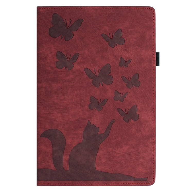 For iPad Air 13 2024 / Air 13 2025 Butterfly Cat Embossing Leather Tablet Case(Red) - iPad Pro 12.9 (2022/2021) Cases by PMC TechLife | Online Shopping South Africa | PMC TechLife | Buy Now Pay Later Mobicred