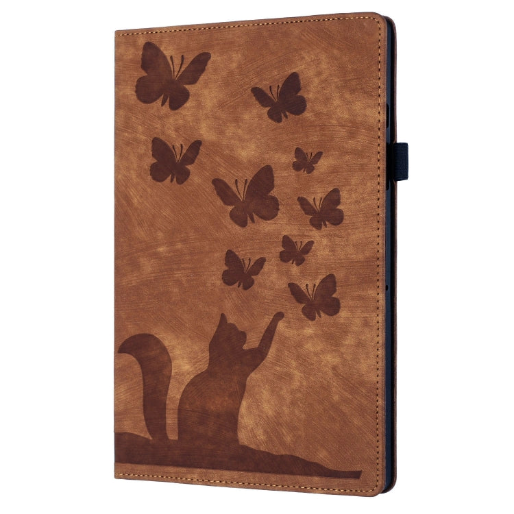 For iPad Air 11 2024 / Pro 11 2021 / 2020 Butterfly Cat Embossing Leather Tablet Case(Brown) - iPad Air 11 2024 Cases by PMC TechLife | Online Shopping South Africa | PMC TechLife | Buy Now Pay Later Mobicred