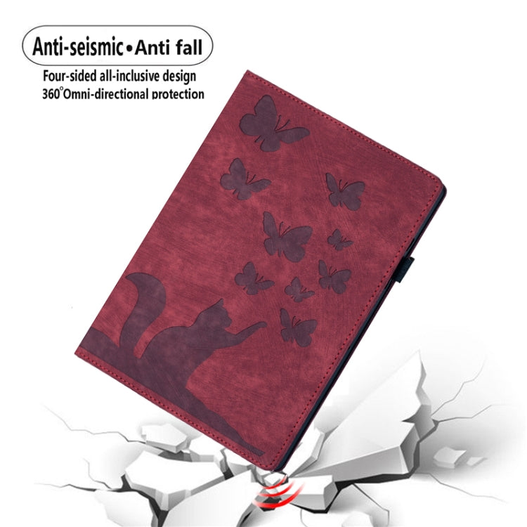 For iPad Air 11 2024 / Air 11 2025 Butterfly Cat Embossing Leather Tablet Case(Red) - iPad Air 11 2025 / 2024 Cases by PMC TechLife | Online Shopping South Africa | PMC TechLife | Buy Now Pay Later Mobicred