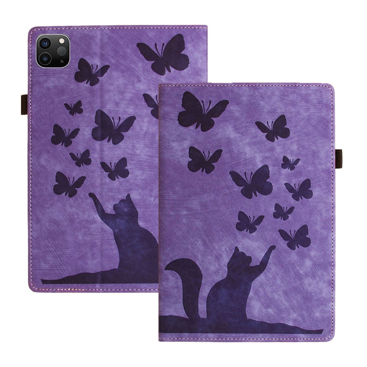 For iPad Pro 11 2024 Butterfly Cat Embossing Leather Tablet Case(Purple) - iPad Pro 11 2024 Cases by PMC TechLife | Online Shopping South Africa | PMC TechLife | Buy Now Pay Later Mobicred
