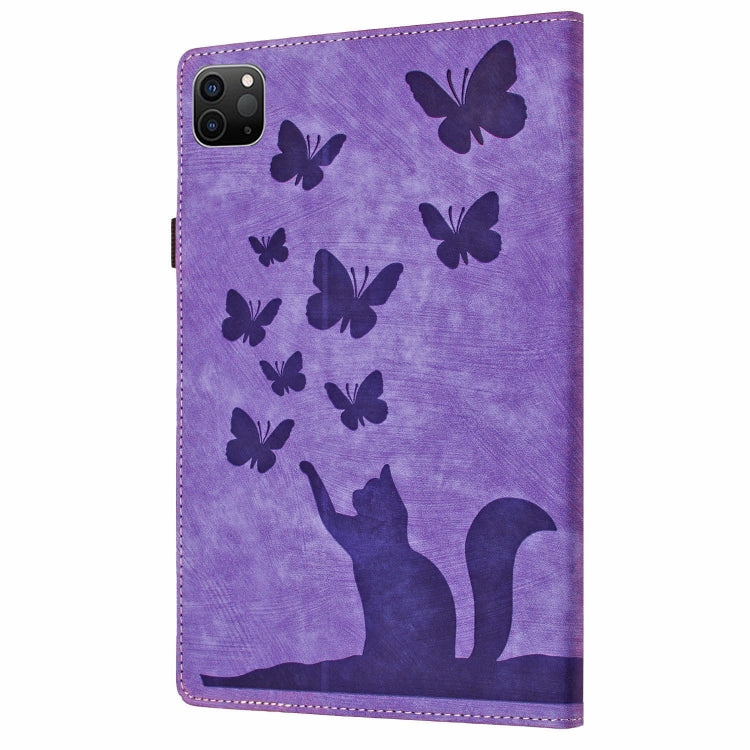 For iPad Pro 11 2024 Butterfly Cat Embossing Leather Tablet Case(Purple) - iPad Pro 11 2024 Cases by PMC TechLife | Online Shopping South Africa | PMC TechLife | Buy Now Pay Later Mobicred