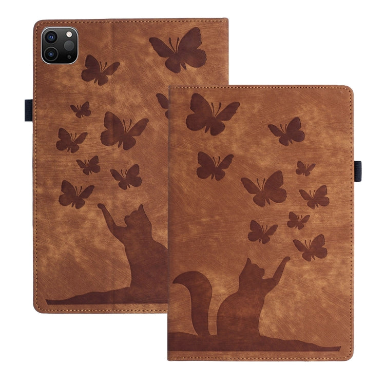 For iPad Pro 11 2024 Butterfly Cat Embossing Leather Tablet Case(Brown) - iPad Pro 11 2024 Cases by PMC TechLife | Online Shopping South Africa | PMC TechLife | Buy Now Pay Later Mobicred