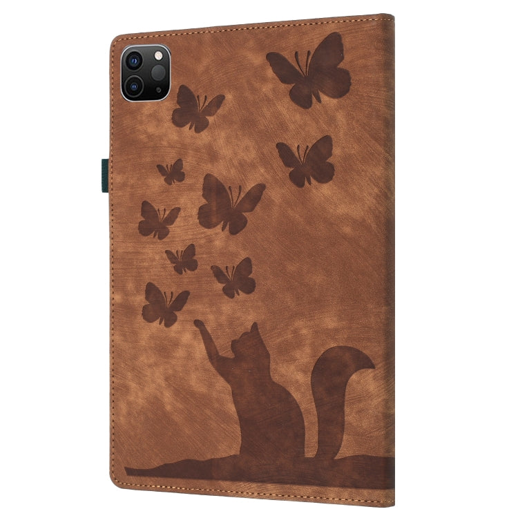 For iPad Pro 11 2024 Butterfly Cat Embossing Leather Tablet Case(Brown) - iPad Pro 11 2024 Cases by PMC TechLife | Online Shopping South Africa | PMC TechLife | Buy Now Pay Later Mobicred