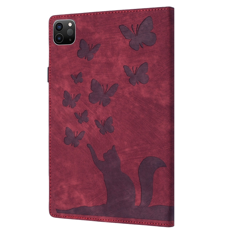 For iPad Pro 11 2024 Butterfly Cat Embossing Leather Tablet Case(Red) - iPad Pro 11 2024 Cases by PMC TechLife | Online Shopping South Africa | PMC TechLife | Buy Now Pay Later Mobicred