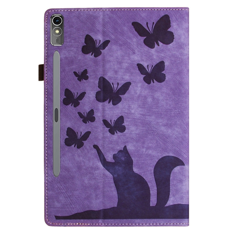 For Lenovo Tab P12 / Xiaoxin Pad Pro 12.7 Butterfly Cat Embossing Leather Tablet Case(Purple) - Lenovo by PMC TechLife | Online Shopping South Africa | PMC TechLife | Buy Now Pay Later Mobicred