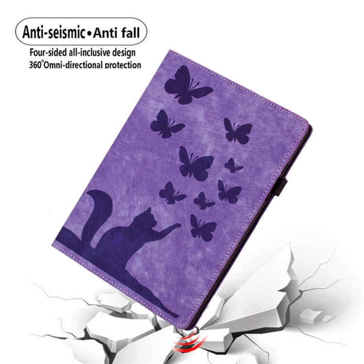 For Lenovo Tab P12 / Xiaoxin Pad Pro 12.7 Butterfly Cat Embossing Leather Tablet Case(Purple) - Lenovo by PMC TechLife | Online Shopping South Africa | PMC TechLife | Buy Now Pay Later Mobicred