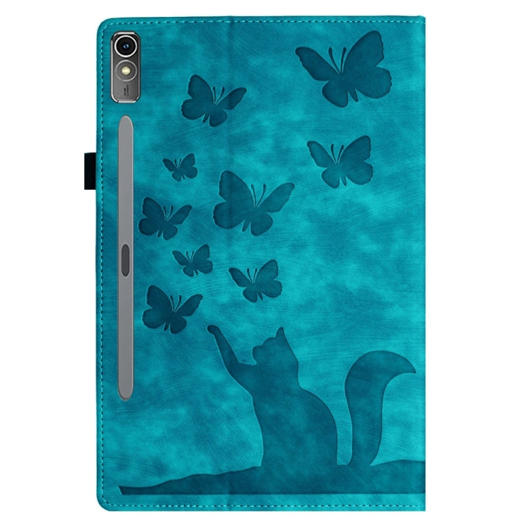 For Lenovo Tab P12 / Xiaoxin Pad Pro 12.7 Butterfly Cat Embossing Leather Tablet Case(Sky Blue) - Lenovo by PMC TechLife | Online Shopping South Africa | PMC TechLife | Buy Now Pay Later Mobicred
