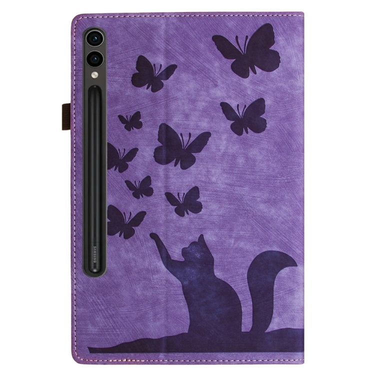 For Samsung Galaxy Tab S9 FE+ / S9+ / S8+ Butterfly Cat Embossing Leather Tablet Case(Purple) - free shipping - PMC Jewellery - Order now!