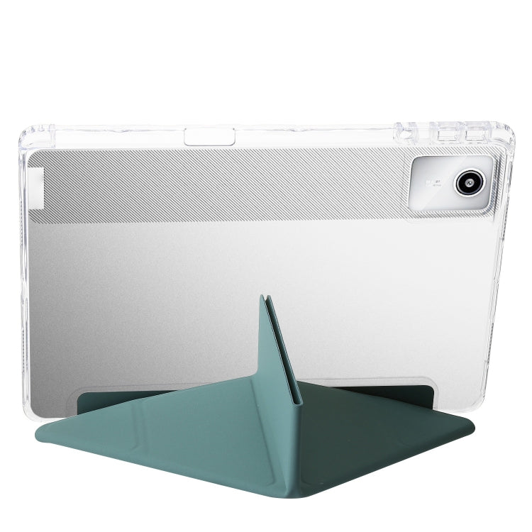 For Lenovo Tab M11 /Xiaoxin Pad 11 2024 Clear Acrylic Deformation Leather Tablet Case(Deep Green) - Lenovo by PMC Jewellery | Online Shopping South Africa | PMC Jewellery | Buy Now Pay Later Mobicred