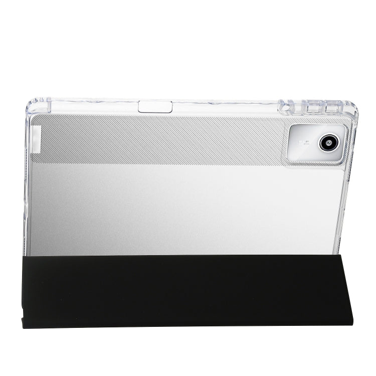 For Lenovo Tab M11 /Xiaoxin Pad 11 2024 Clear Acrylic 3-Fold Leather Tablet Case(Black) - Lenovo by PMC Jewellery | Online Shopping South Africa | PMC Jewellery | Buy Now Pay Later Mobicred