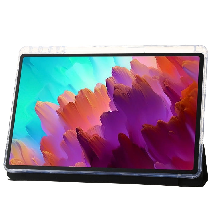 For Lenovo Tab M11 /Xiaoxin Pad 11 2024 Clear Acrylic 3-Fold Leather Tablet Case(Black) - Lenovo by PMC Jewellery | Online Shopping South Africa | PMC Jewellery | Buy Now Pay Later Mobicred