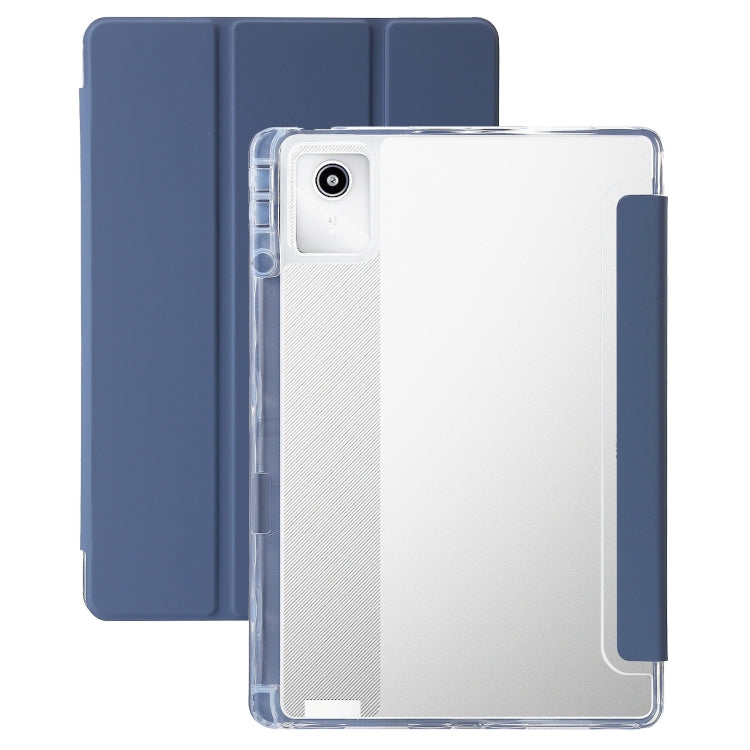For Lenovo Tab M11 /Xiaoxin Pad 11 2024 Clear Acrylic 3-Fold Leather Tablet Case(Lavender) - Lenovo by PMC Jewellery | Online Shopping South Africa | PMC Jewellery | Buy Now Pay Later Mobicred