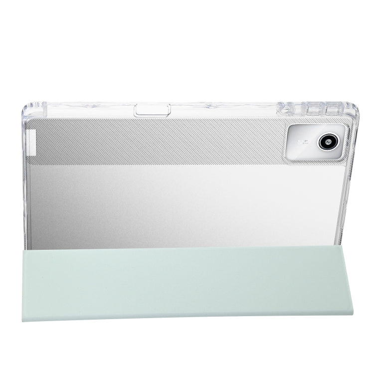 For Lenovo Tab M11 /Xiaoxin Pad 11 2024 Clear Acrylic 3-Fold Leather Tablet Case(Green) - Lenovo by PMC Jewellery | Online Shopping South Africa | PMC Jewellery | Buy Now Pay Later Mobicred