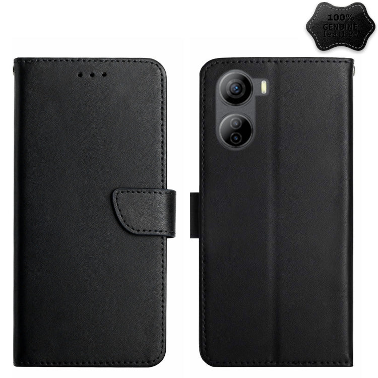 For ZTE Libero 5G IV HT02 Genuine Leather Fingerprint-proof Flip Phone Case(Black) - ZTE Cases by PMC TechLife | Online Shopping South Africa | PMC TechLife | Buy Now Pay Later Mobicred