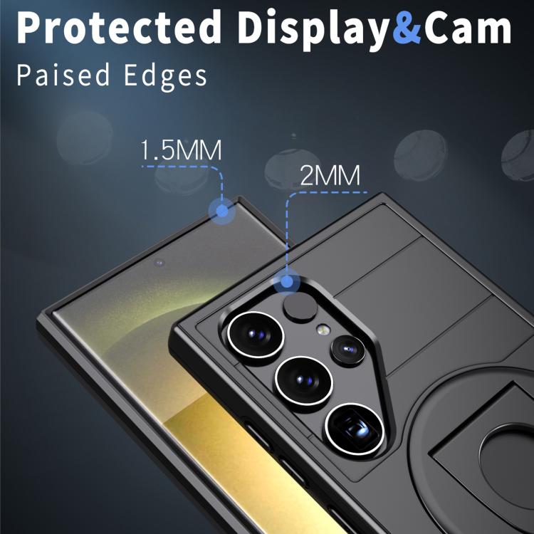 For Samsung Galaxy S24 Ultra 5G Armor MagSafe Ring Holder Phone Case(Black) - free shipping - PMC TechLife - Order now!