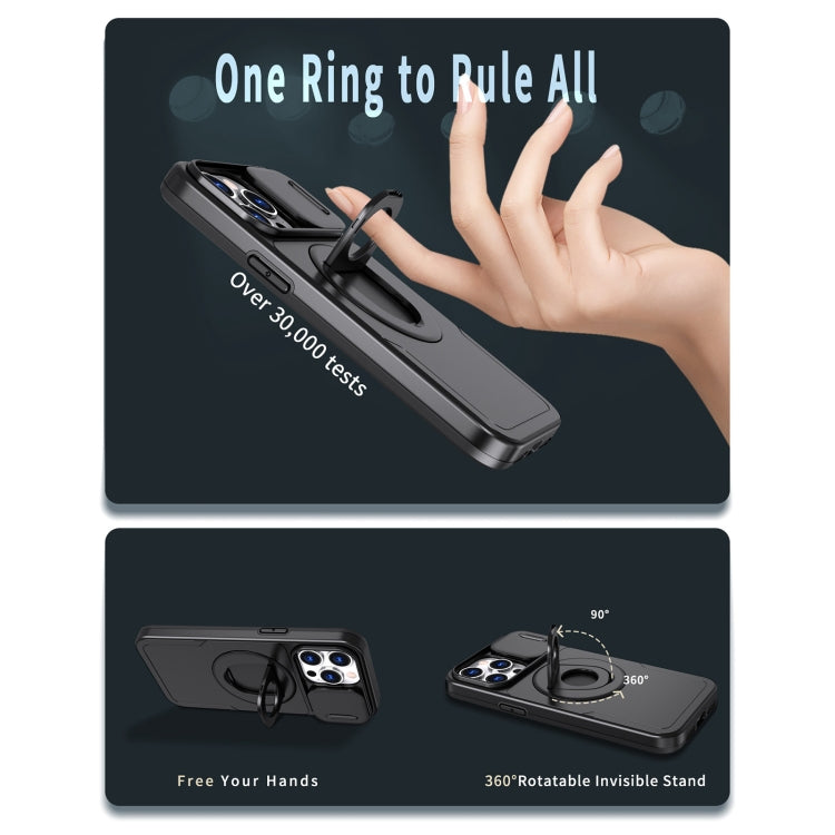 For iPhone 14 Pro Camshield MagSafe Ring Holder Armor Phone Case(Black) - iPhone 14 Pro Cases by PMC TechLife | Online Shopping South Africa | PMC TechLife | Buy Now Pay Later Mobicred