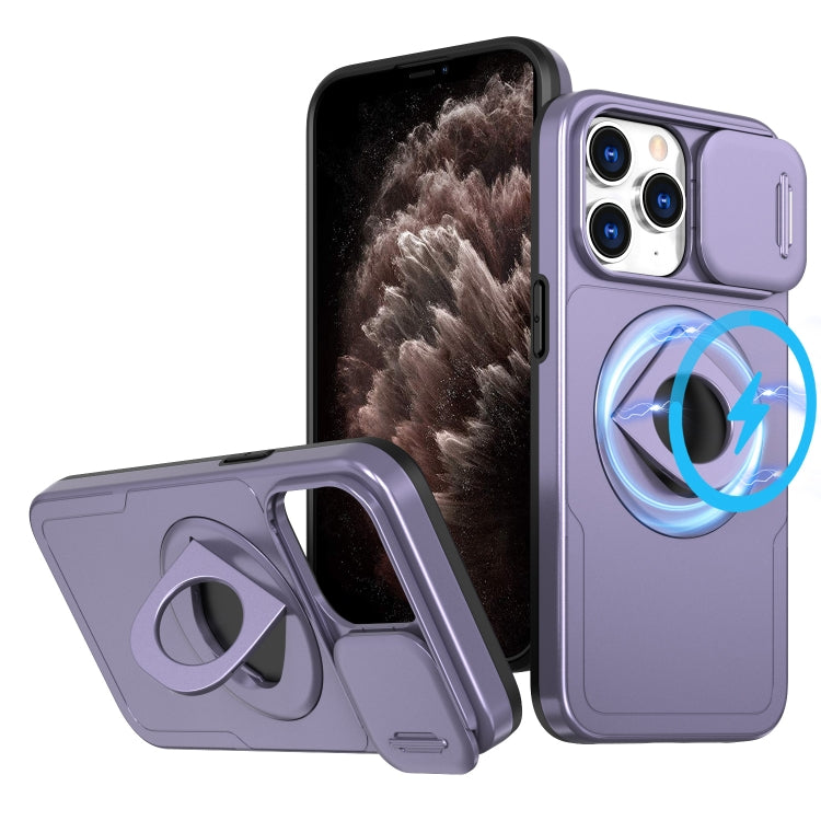 For iPhone 11 Pro Max Camshield MagSafe Ring Holder Armor Phone Case(Purple) - iPhone 11 Pro Max Cases by PMC TechLife | Online Shopping South Africa | PMC TechLife