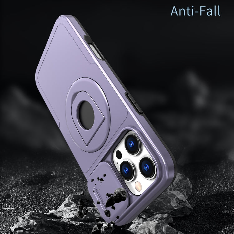 For iPhone 16 Pro Camshield MagSafe Ring Holder Armor Phone Case(Purple) - free shipping - PMC TechLife - Order now!