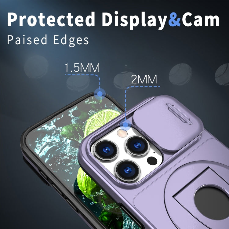 For iPhone 16 Pro Camshield MagSafe Ring Holder Armor Phone Case(Purple) - free shipping - PMC TechLife - Order now!