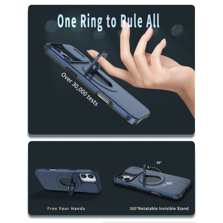For iPhone 16 Camshield MagSafe Ring Holder Armor Phone Case(Blue) - iPhone 16 Cases by PMC TechLife | Online Shopping South Africa | PMC TechLife | Buy Now Pay Later Mobicred