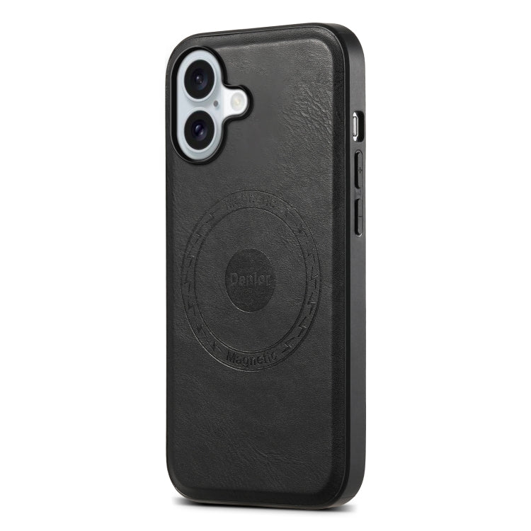 For iPhone 16 Plus Denior Cowhide Texture Leather MagSafe Phone Case(Black) - iPhone 16 Plus Cases by Denior | Online Shopping South Africa | PMC TechLife | Buy Now Pay Later Mobicred
