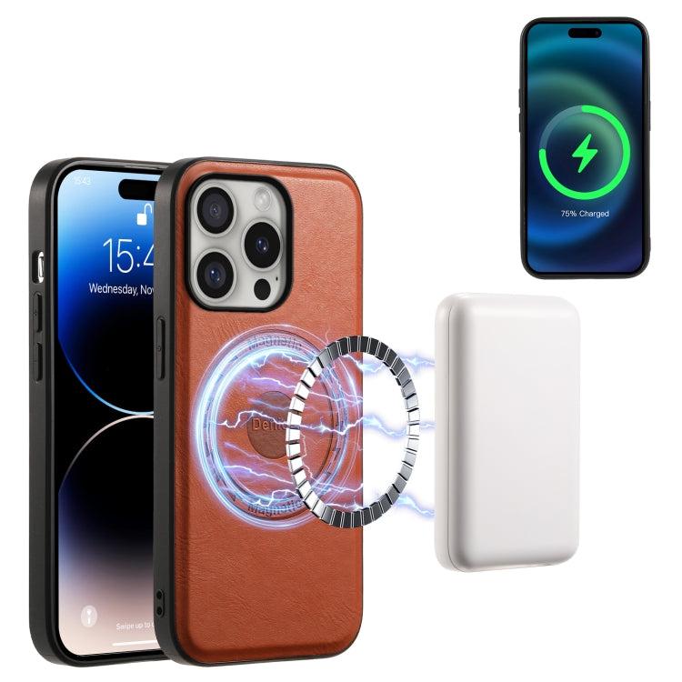 For iPhone 16 Pro Max Denior Cowhide Texture Leather MagSafe Phone Case(Brown) - free shipping - PMC Jewellery - Order now!