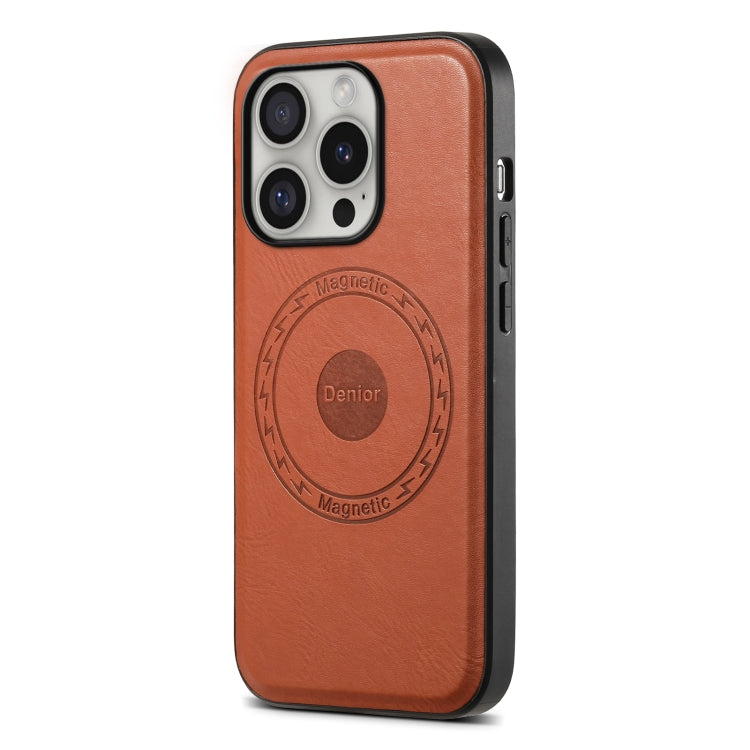 For iPhone 16 Pro Max Denior Cowhide Texture Leather MagSafe Phone Case(Brown) - free shipping - PMC Jewellery - Order now!