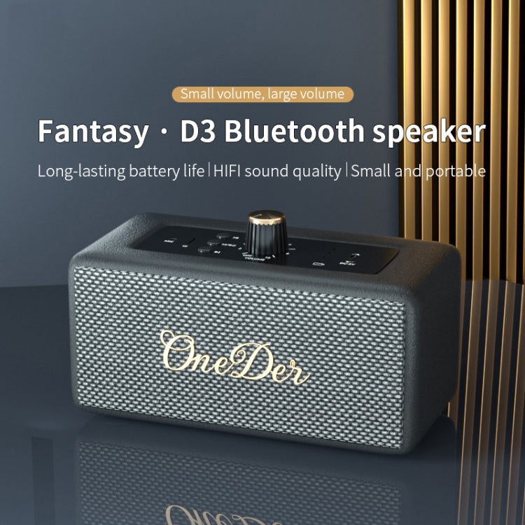 Oneder D3 Retro Leather Casing 30W Dual Units Wireless Bluetooth Speaker(Black) - free shipping - PMC Jewellery - Order now!