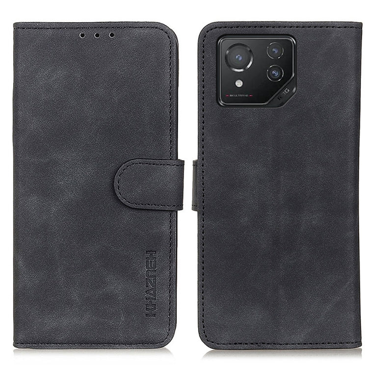 For Asus ROG Phone 8 KHAZNEH Retro Texture Flip Leather Phone Case(Black) - ASUS Cases by PMC TechLife | Online Shopping South Africa | PMC TechLife | Buy Now Pay Later Mobicred