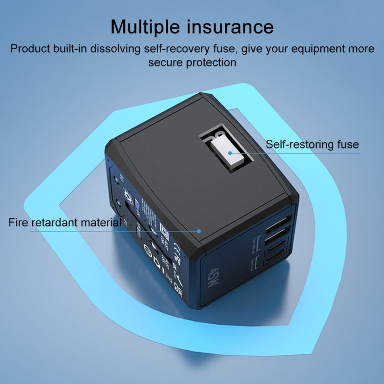 HHT905 PD 45W Dual USB+Dual Type-C Interface Multi-function Universal Travel Conversion Plug(Black) - USB Charger by PMC TechLife | Online Shopping South Africa | PMC TechLife | Buy Now Pay Later Mobicred
