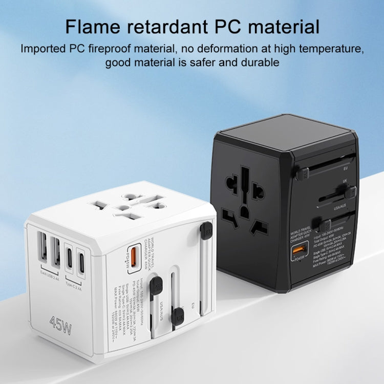 HHT905 PD 45W Dual USB+Dual Type-C Interface Multi-function Universal Travel Conversion Plug(Black) - USB Charger by PMC TechLife | Online Shopping South Africa | PMC TechLife | Buy Now Pay Later Mobicred