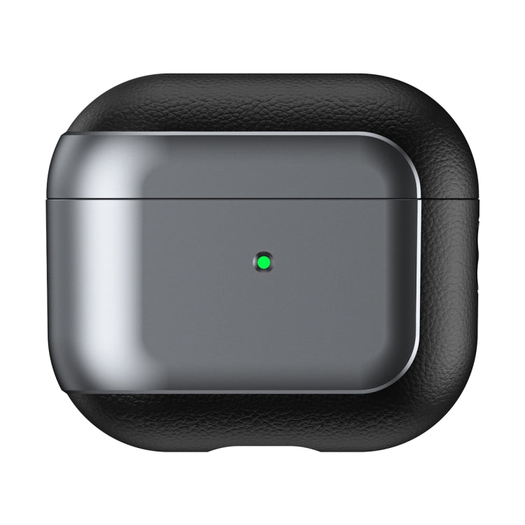 For AirPods 3 Electroplated Leather Texture Wireless Earphones Protective Case(Grey) - free shipping - PMC Jewellery - Order now!