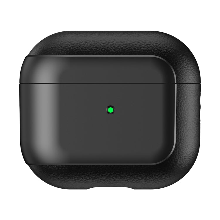 For AirPods 3 Electroplated Leather Texture Wireless Earphones Protective Case(Black) - For AirPods 3 by PMC Jewellery | Online Shopping South Africa | PMC Jewellery | Buy Now Pay Later Mobicred