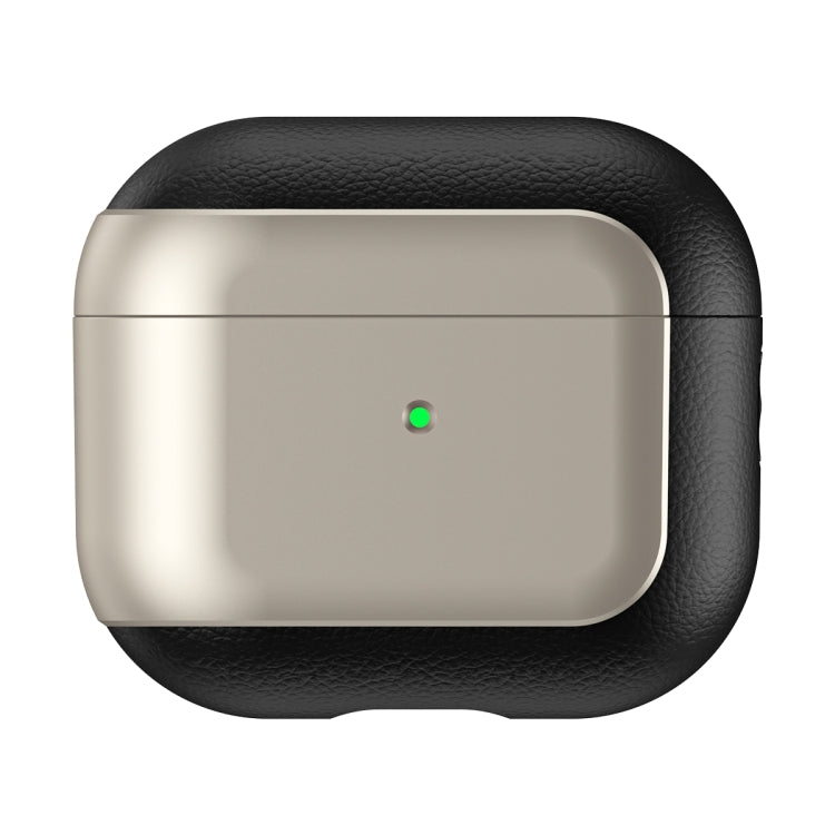 For AirPods 3 Electroplated Leather Texture Wireless Earphones Protective Case(Titanium Grey) - free shipping - PMC Jewellery - Order now!