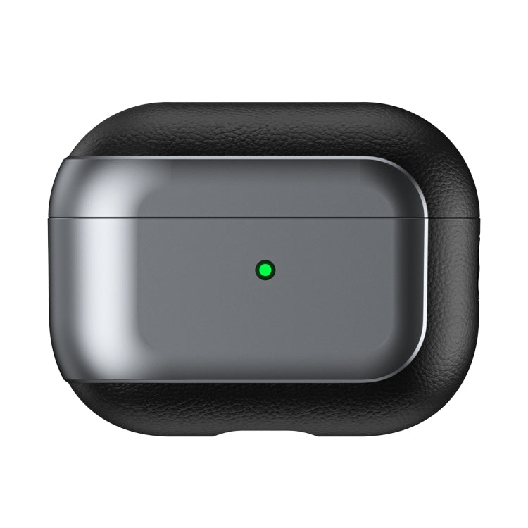 For AirPods Pro Electroplated Leather Texture Wireless Earphones Protective Case(Grey) - For AirPods Pro by PMC Jewellery | Online Shopping South Africa | PMC Jewellery | Buy Now Pay Later Mobicred