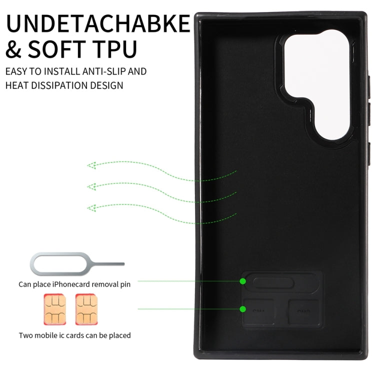 For Samsung Galaxy S24 Ultra 5G Calf Texture Card Slot Ring Holder Phone Case(Blue) - Galaxy S24 Ultra 5G Tempered Glass by PMC TechLife | Online Shopping South Africa | PMC TechLife