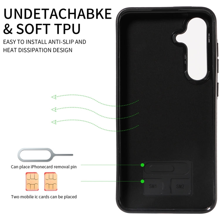 For Samsung Galaxy S24+ 5G Calf Texture Card Slot Ring Holder Phone Case(Black) - Galaxy S24+ 5G Cases by PMC TechLife | Online Shopping South Africa | PMC TechLife