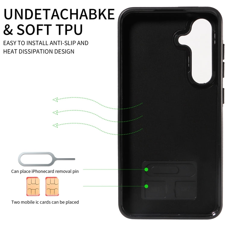 For Samsung Galaxy S24 5G Calf Texture Card Slot Ring Holder Phone Case(Blue) - Galaxy S24 5G Cases by PMC TechLife | Online Shopping South Africa | PMC TechLife