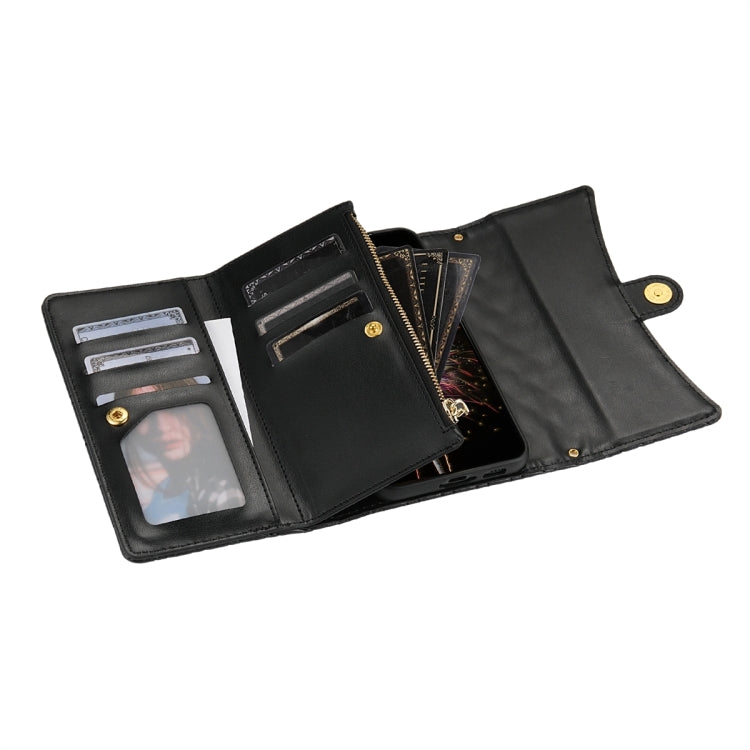 For Google Pixel 8 Pro Zipper Multi-Card Wallet Rhombic Leather Phone Case(Black) - Google Cases by PMC TechLife | Online Shopping South Africa | PMC TechLife | Buy Now Pay Later Mobicred