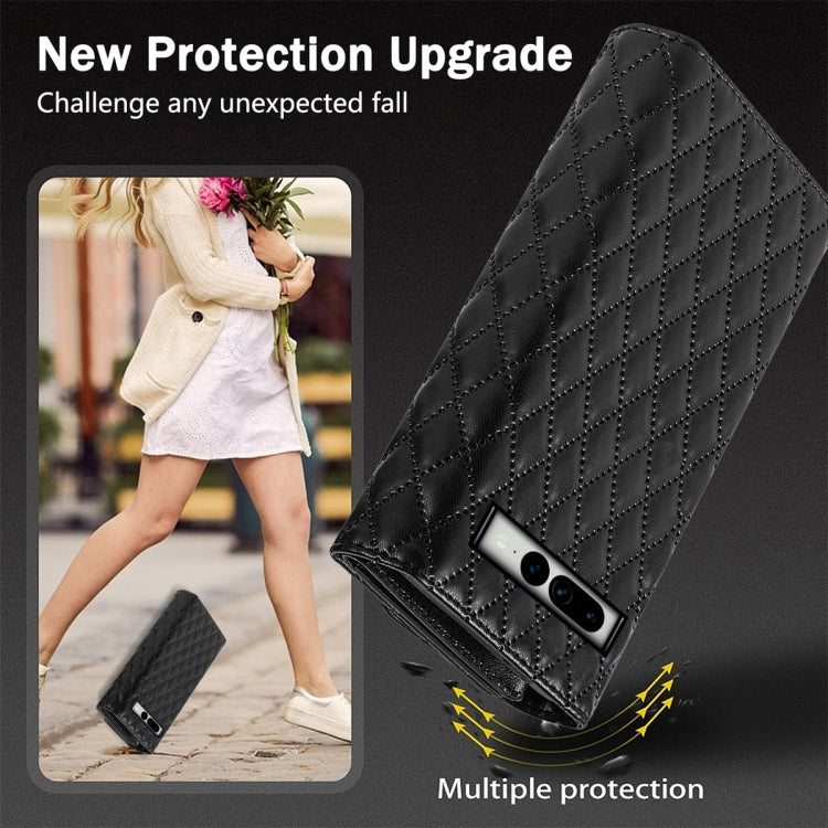 For Google Pixel 8 Pro Zipper Multi-Card Wallet Rhombic Leather Phone Case(Black) - Google Cases by PMC TechLife | Online Shopping South Africa | PMC TechLife | Buy Now Pay Later Mobicred