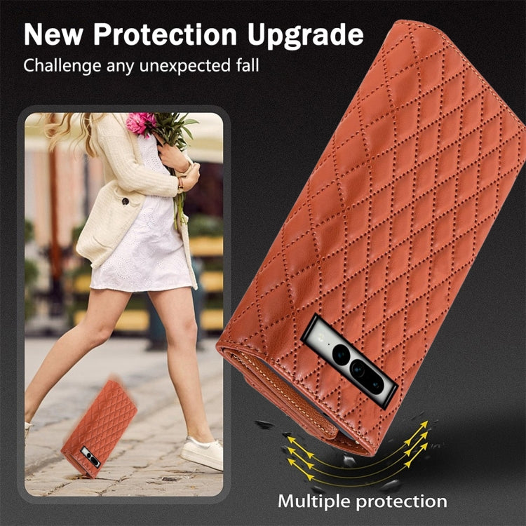 For Google Pixel 6 Pro Zipper Multi-Card Wallet Rhombic Leather Phone Case(Brown) - Google Cases by PMC TechLife | Online Shopping South Africa | PMC TechLife | Buy Now Pay Later Mobicred