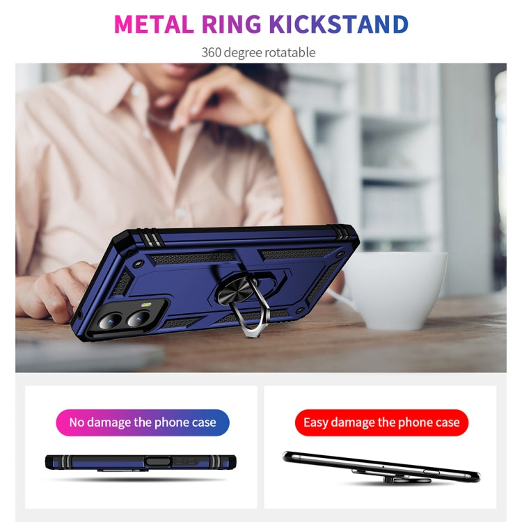 For Motorola Moto G Play 5G 2024 Shockproof TPU + PC Phone Case with Holder(Blue) - Motorola Cases by PMC Jewellery | Online Shopping South Africa | PMC Jewellery | Buy Now Pay Later Mobicred