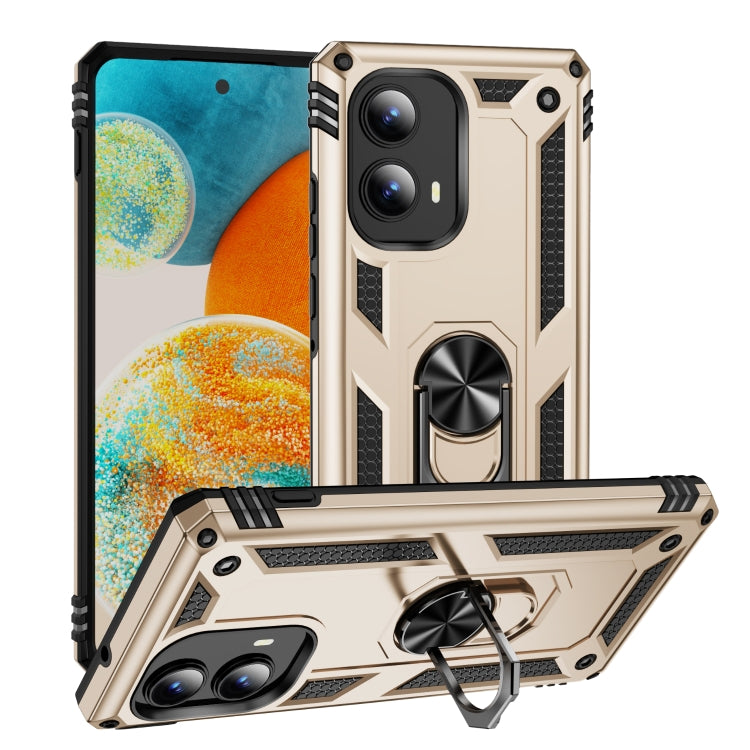 For Motorola Edge 2024 Shockproof TPU + PC Phone Case with Holder(Gold) - Motorola Cases by PMC Jewellery | Online Shopping South Africa | PMC Jewellery | Buy Now Pay Later Mobicred
