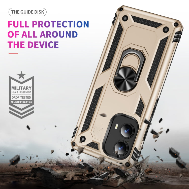 For Motorola Edge 2024 Shockproof TPU + PC Phone Case with Holder(Gold) - Motorola Cases by PMC Jewellery | Online Shopping South Africa | PMC Jewellery | Buy Now Pay Later Mobicred