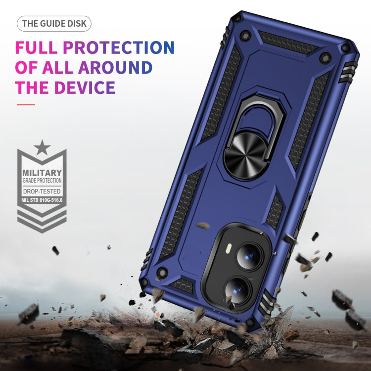 For Motorola Edge 2024 Shockproof TPU + PC Phone Case with Holder(Blue) - Motorola Cases by PMC Jewellery | Online Shopping South Africa | PMC Jewellery | Buy Now Pay Later Mobicred